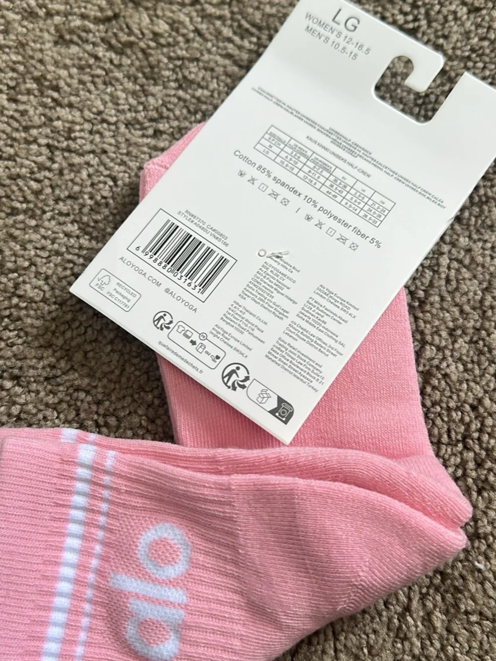 ALO Yoga Light Pink Unisex Half-Crew Sock
